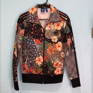 Adidas multicolored flower patterned zip up